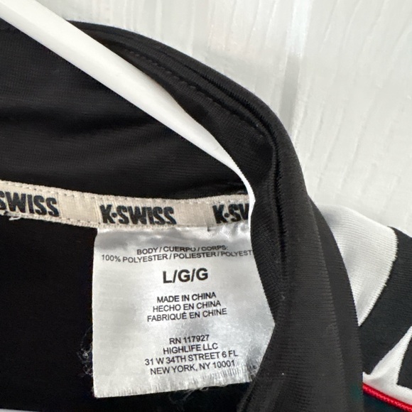 K-Swiss Track Jacket Large Black Red White Zip Up Logo Y2K Athleisure - Picture 5 of 7